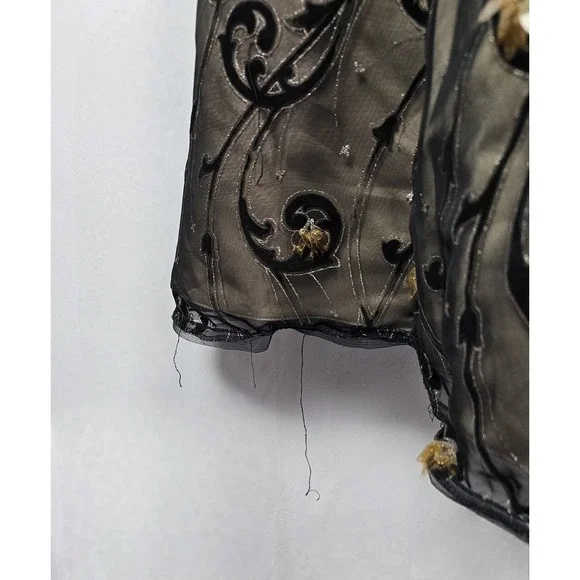 Coli Couture Black Gold Floral Beaded Prom Formal Gown Dress Size 8 - Picture 6 of 11